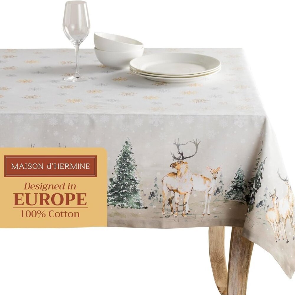 Table Cloth Rectangle Table 100% Cotton 60 x 90 Inches Fall Tablecloth Reusable